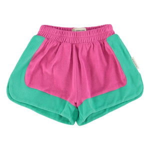 Piupiuchick - Color Block Organic Cotton Towel Shorts | Fuchsia