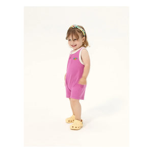 Bobo Choses - Knitted Short Romper in Orange Organic Cotton | Purple