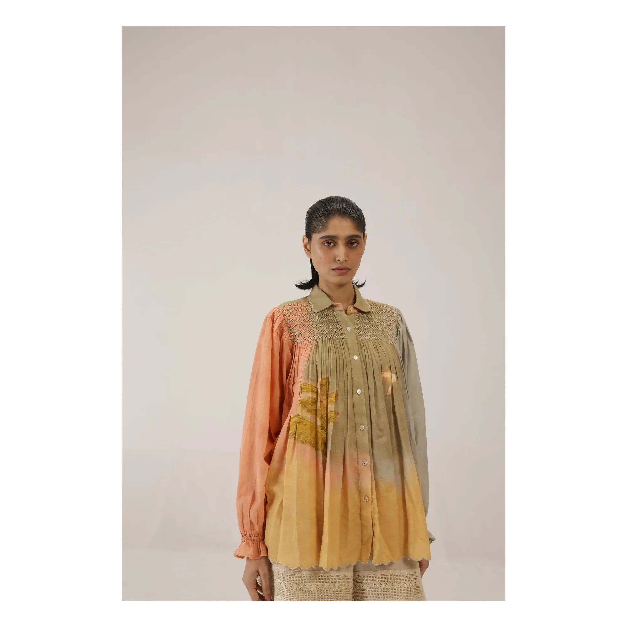 CORD - Judy Cotton Silk Blouse | Khaki
