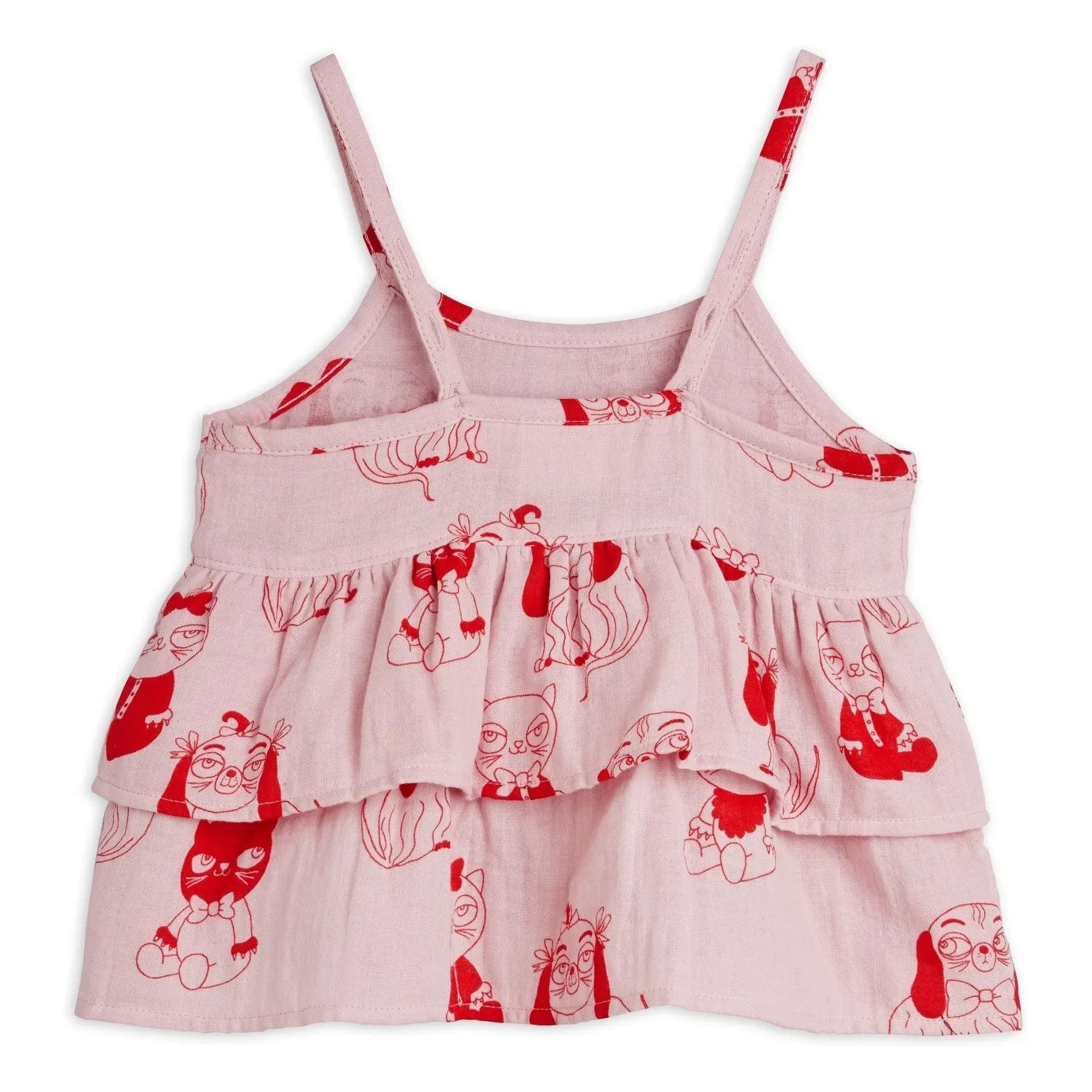Mini Rodini - Organic Cotton Animal Print Ruffled Top | Pink