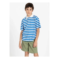 Smallable Kid - Tilo Striped Organic Cotton Polo T-Shirt | Royal Blue