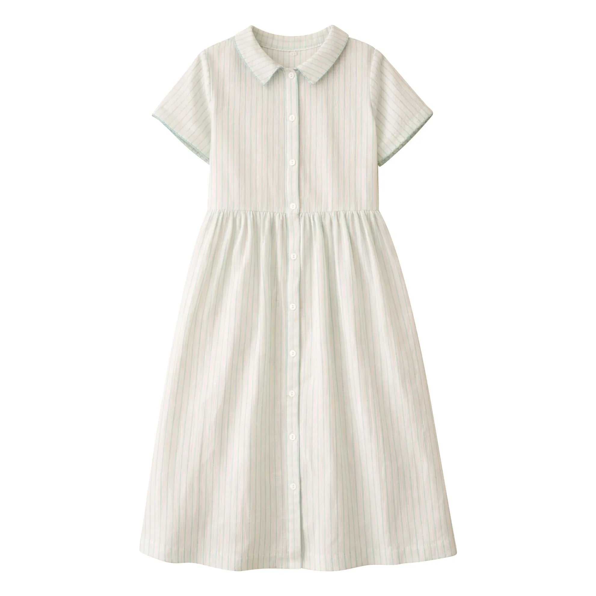 Lililotte - Striped Pink Midi Dress Organic Cotton | Mint Green