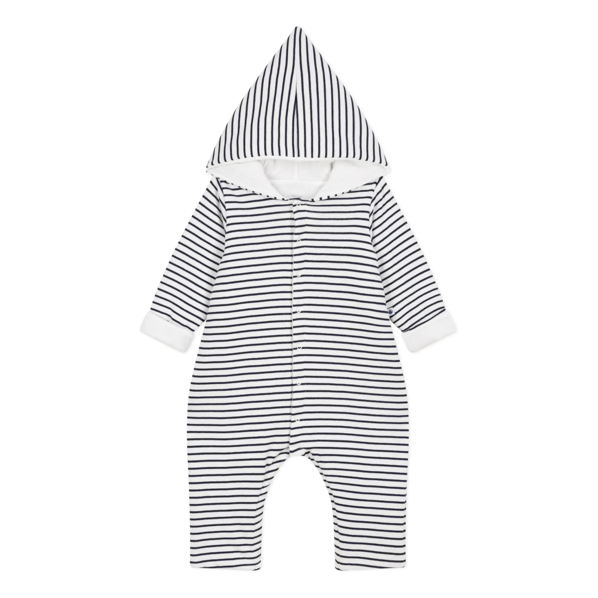 Petit Bateau - Long Hooded Romper | Navy Blue