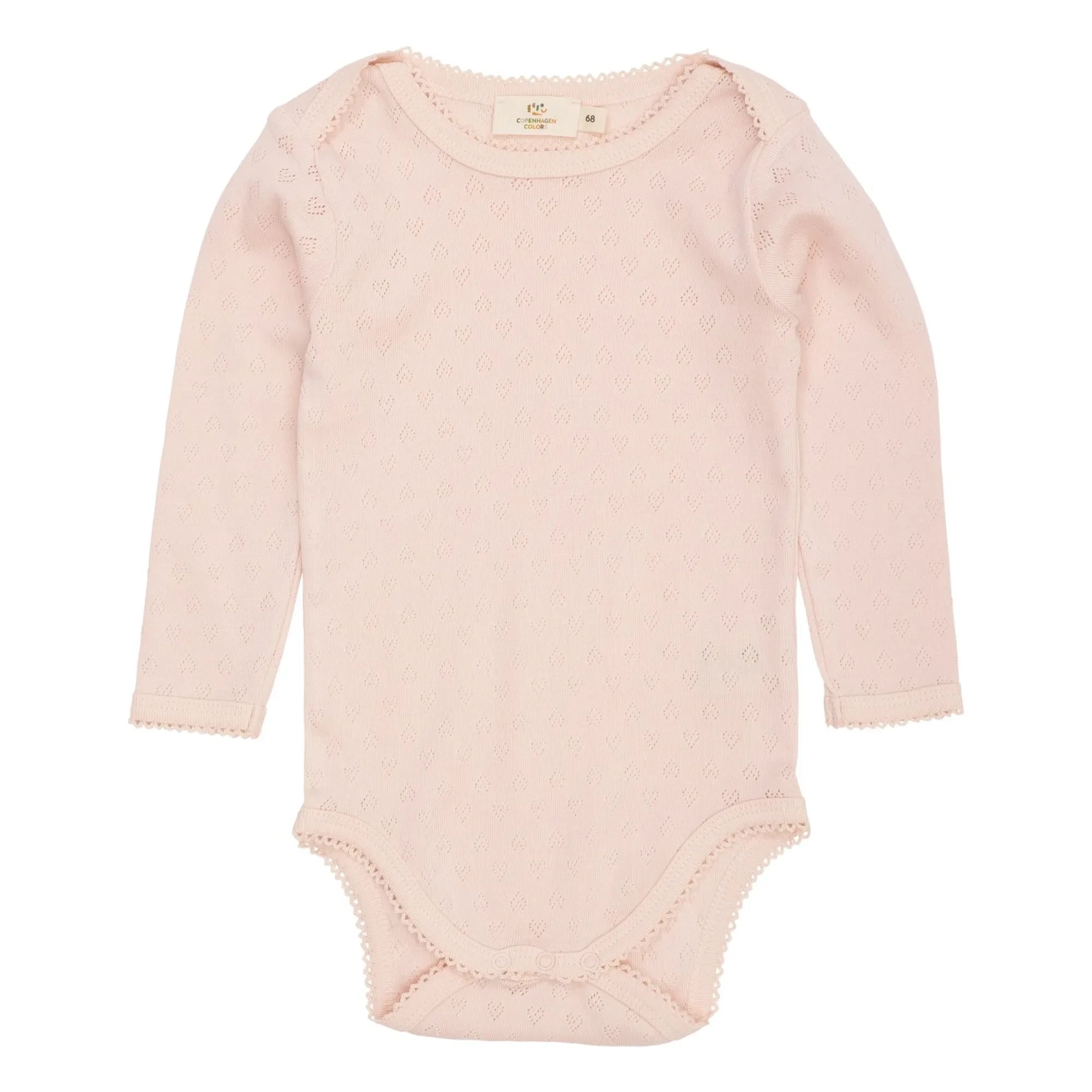 Copenhagen Colors - Short-Sleeve Body with Pointelle Hearts Organic Cotton | Light Pink
