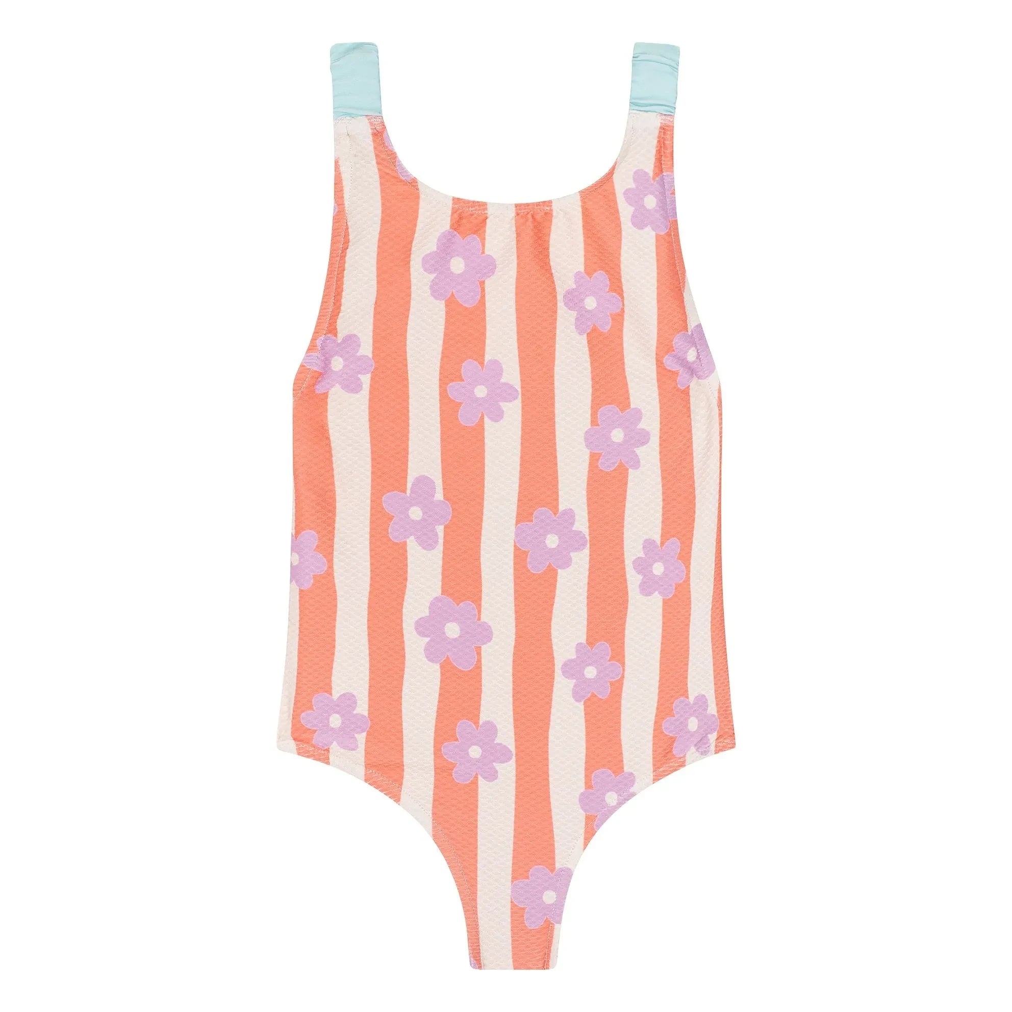 My First Cantê - Mel Fleurs Striped Textured Swimsuit | Pink