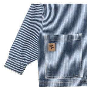Wheat - Cole Denim Striped Organic Cotton Jacket | Blue
