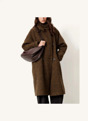 Sessùn - Bleechecks Wool Coat | Taupe brown