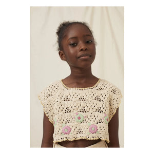 Bebe Organic - Anais Knitted Top Organic Cotton Flowers | Ecru