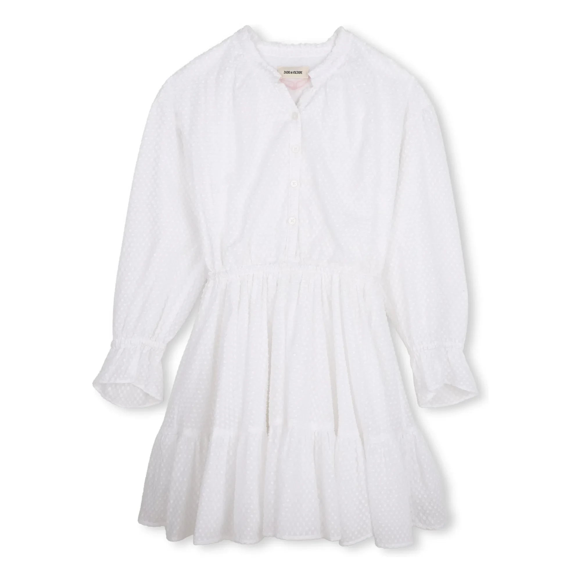 Zadig & Voltaire - Elastic Waist Dobby Ruffled Dress | White