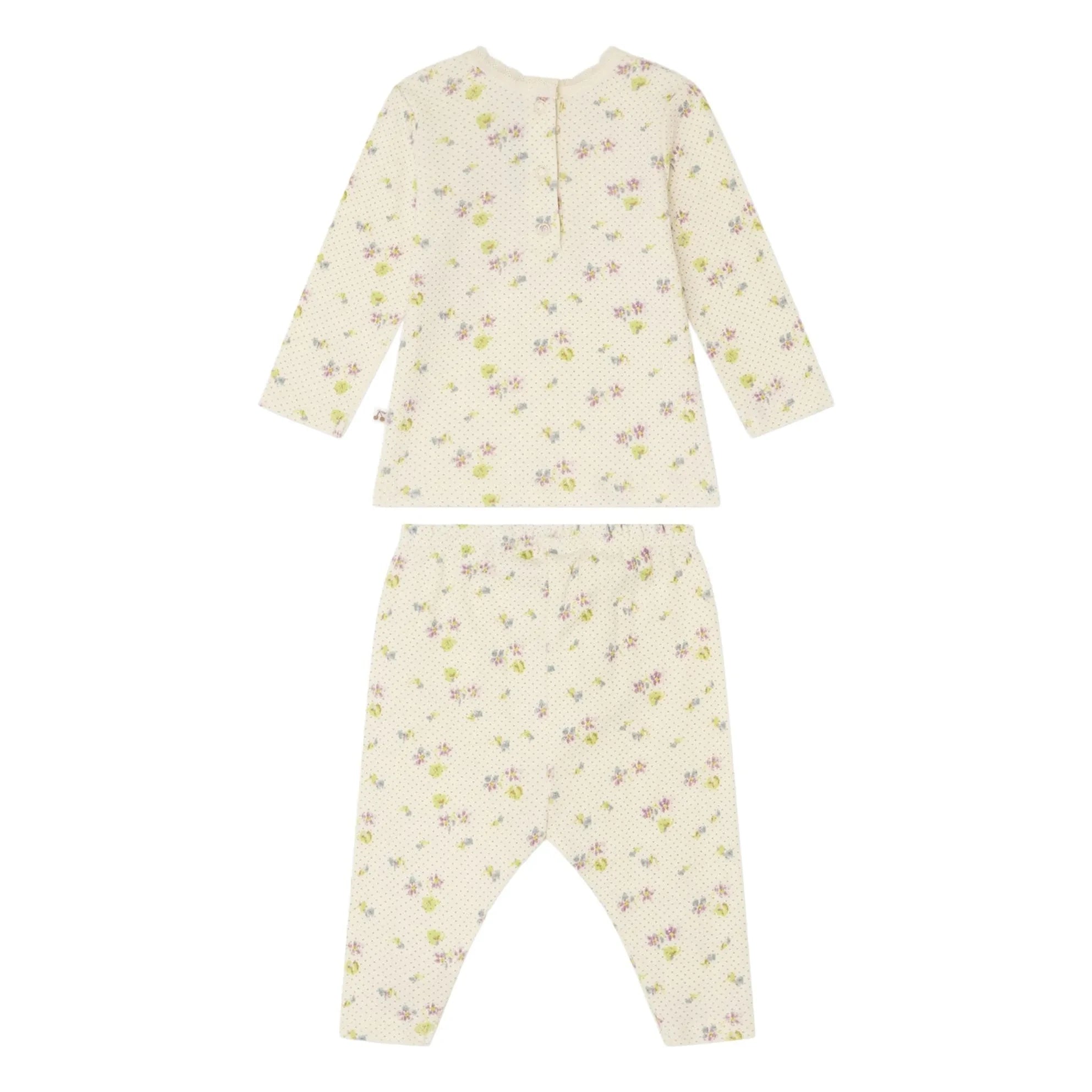 Bonpoint - Genna Floral Organic Cotton T-Shirt and Leggings Set | Ecru