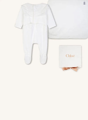 Chloé - Organik pamuklu pijama ve battaniye seti | Beyaz