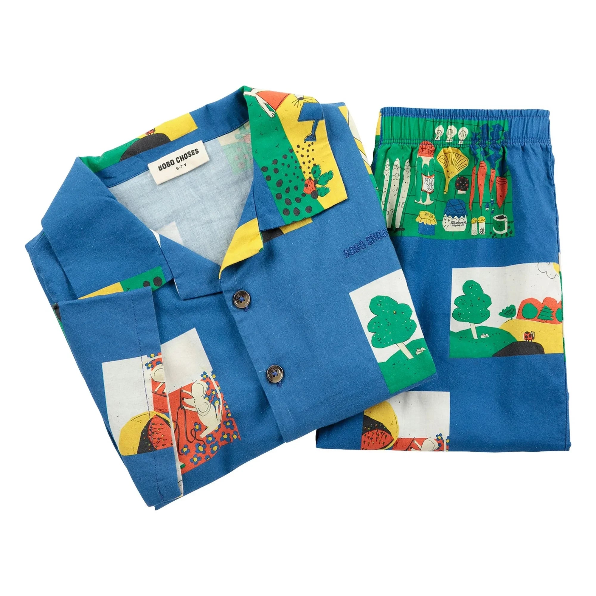 Bobo Choses - Pickles Organic Cotton Shirt and Shorts Set | Royal blue