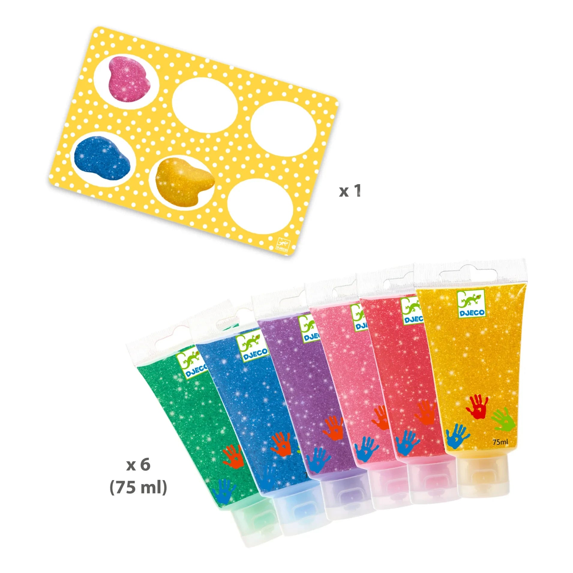 Djeco - Simli Parmak Boyaları - 6'lı Set