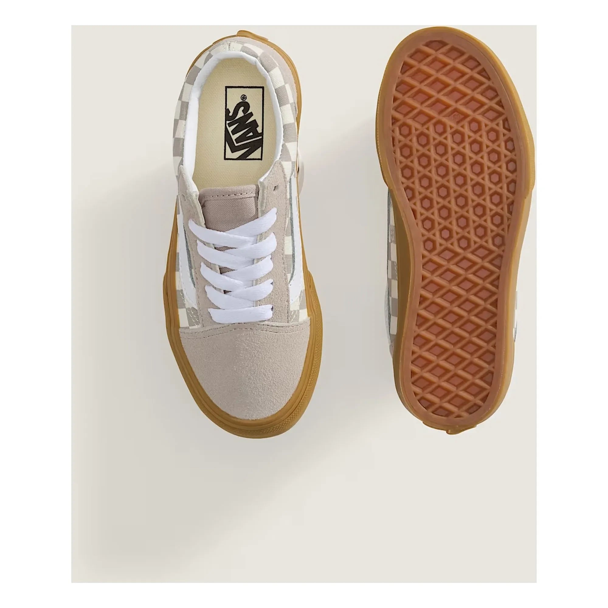 Vans - Old Skool Gum Check Sneakers with Laces | Oatmeal