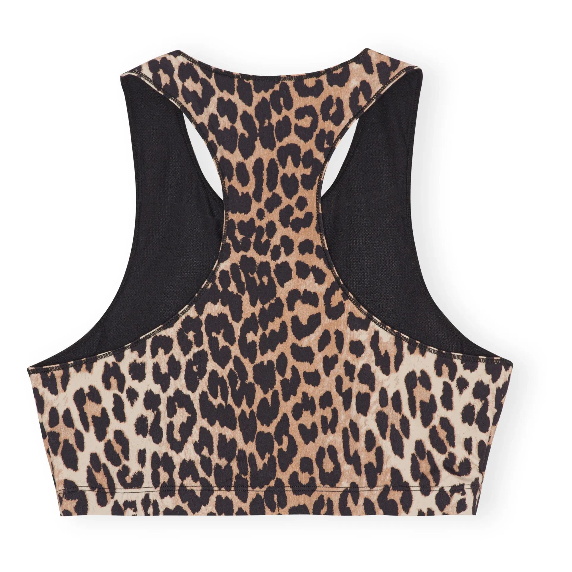 Ganni - Recycled Material Zip-Front Printed Racer Back Top | Leopard