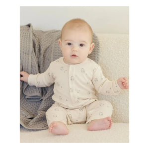 Quincy Mae - Owl Ribbed Romper Organic Cotton | Off-white