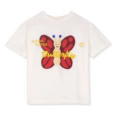 Wynken - Butterfly Organic Cotton T-shirt | Ecru