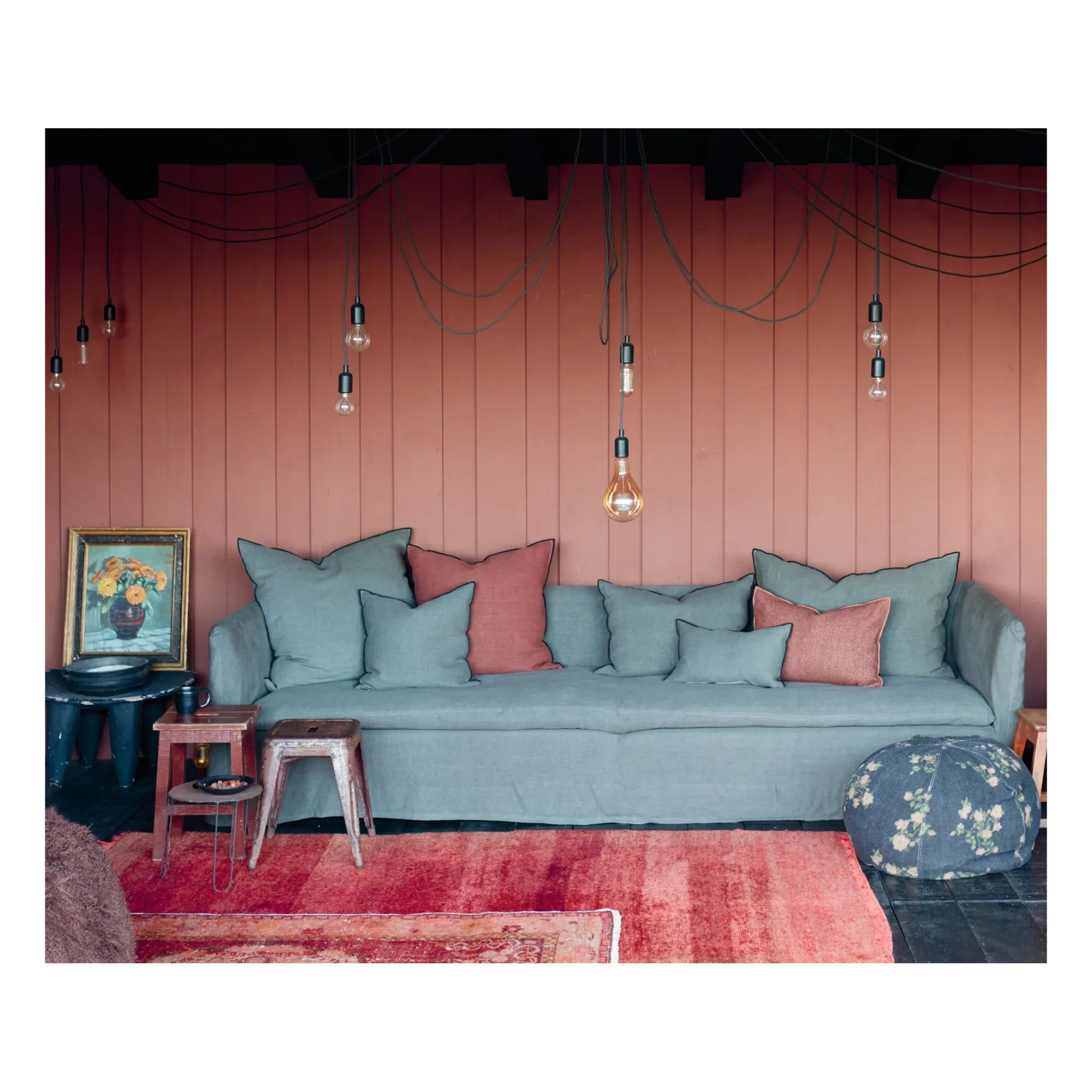 Maison de Vacances - Vice Versa Black Stripe Stone-Washed Linen Pillow | Ink