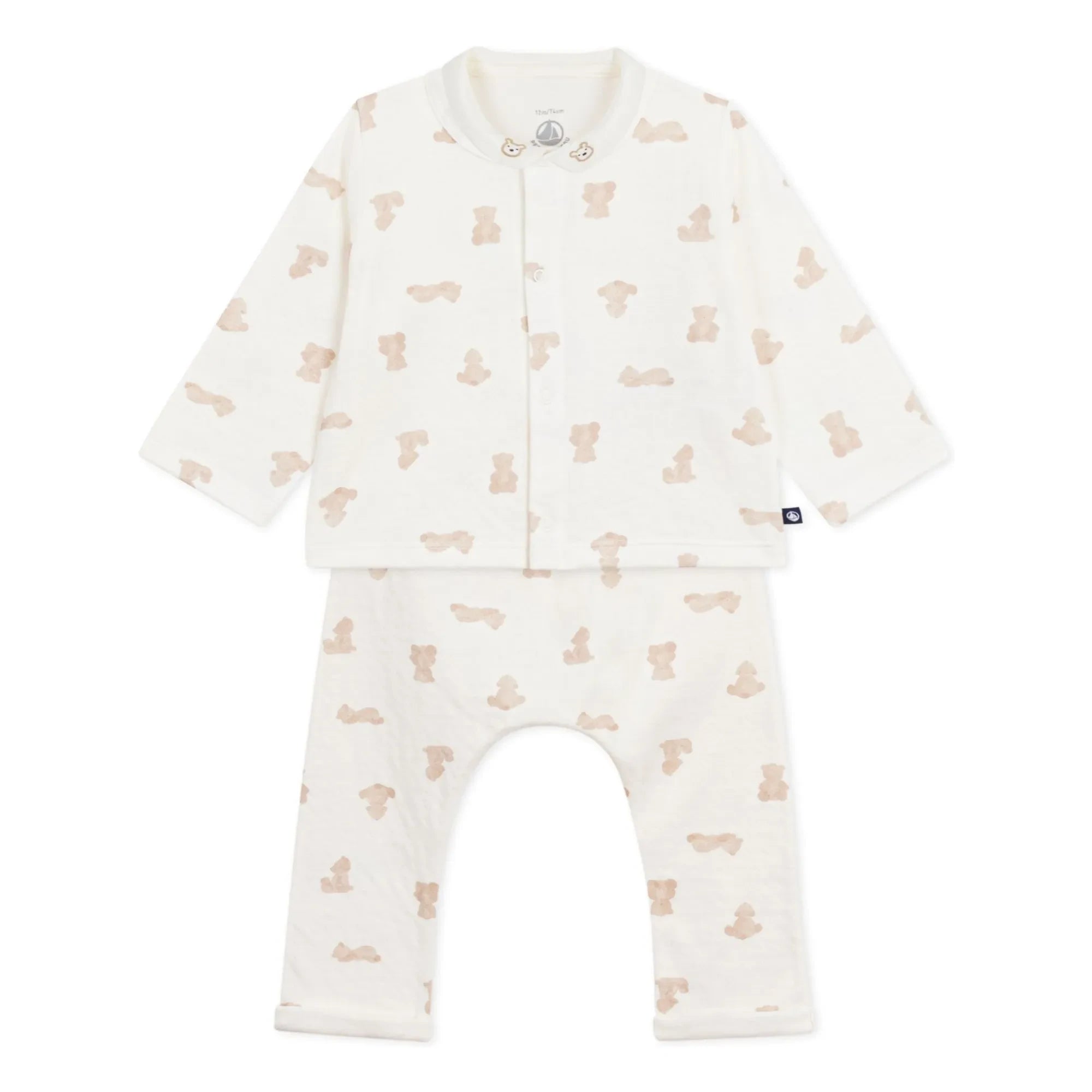 Petit Bateau - Organic Cotton Tubique Teddy Vest and Pant Set | White