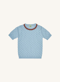FUB - Organic Cotton Pointelle Sweater | Light Blue