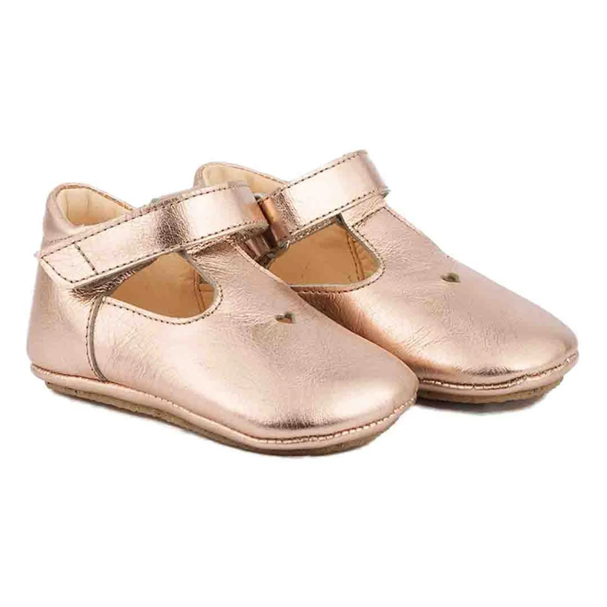 Angulus - Metallic Leather Slippers | Rose Gold