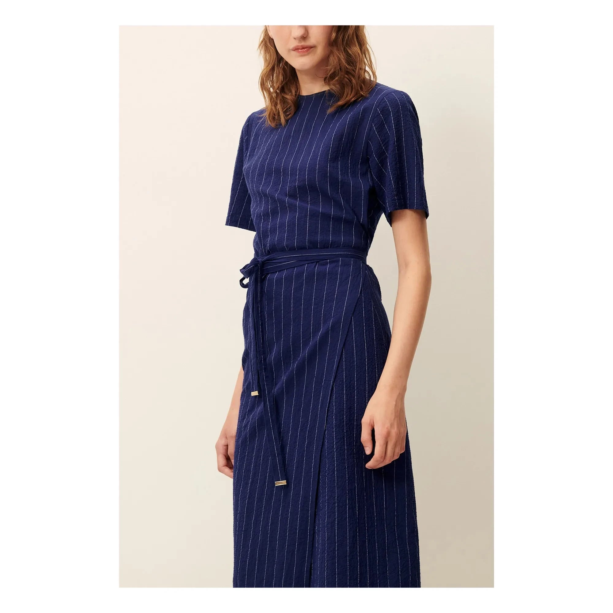 Sessùn - Lazula Cotton Striped Dress | Navy Blue