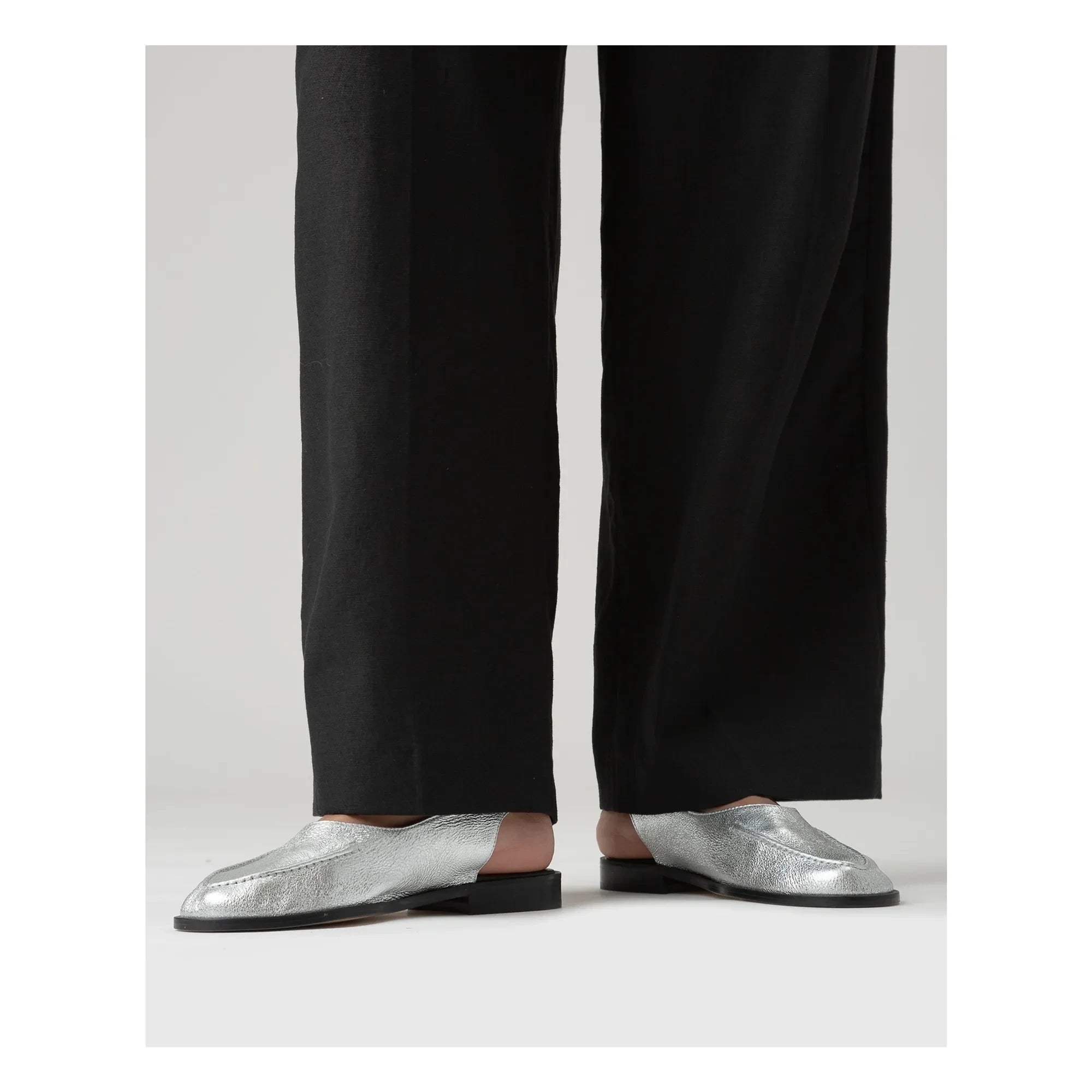 Hereu - Juliol Metallic Ankle Tie Shoes | Silver