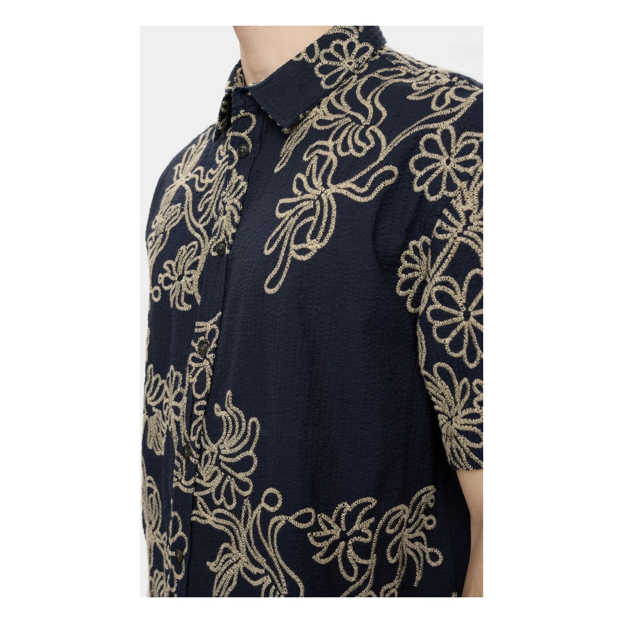 Anerkjendt - Akotto Embroidered Shirt | Dark Blue