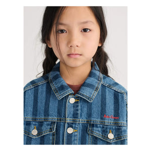 Bobo Choses - Çizgili Denim Organik Pamuk Ceket | Mavi