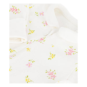 Petit Bateau - Pyjamas Dors Bien Çiçekli Organik Pamuk | Beyaz