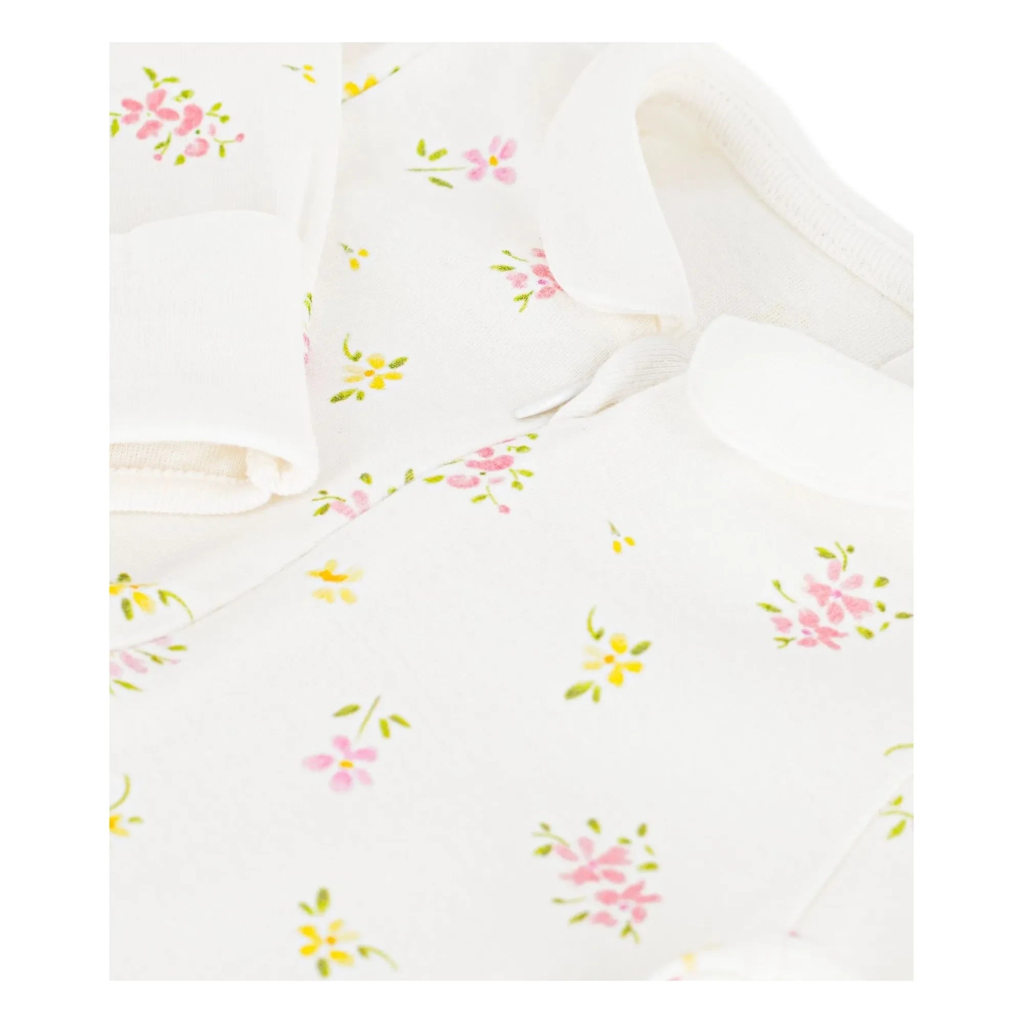 Petit Bateau - Pyjamas Dors Bien Çiçekli Organik Pamuk | Beyaz
