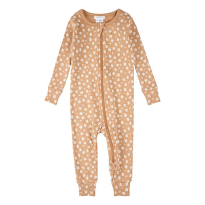 Petit Lem - Floral Patterned Footed Organic Cotton Pajamas | Natural