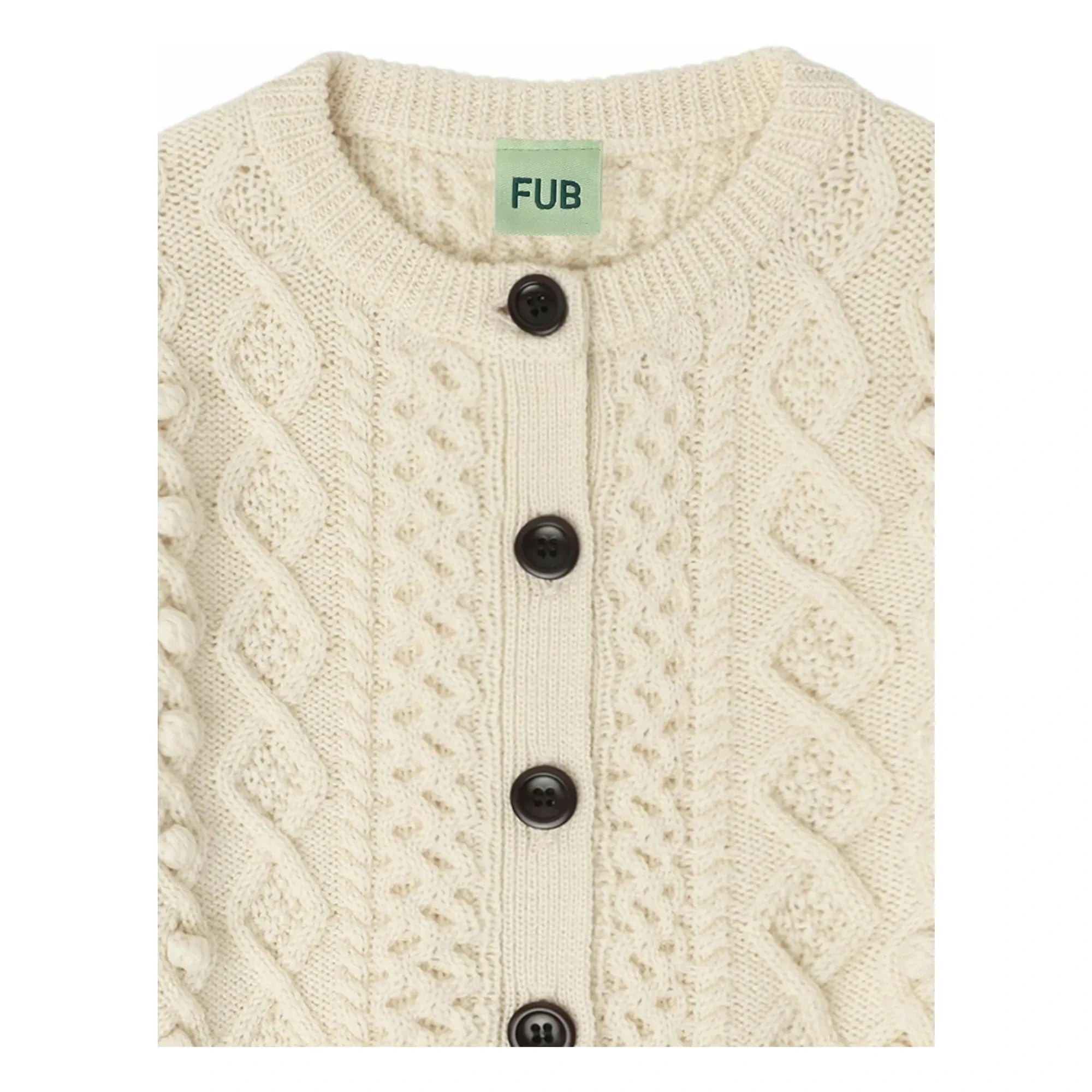 FUB - Aran Merino Wool Cardigan | Ecru