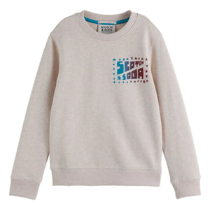 Scotch & Soda - Artwork Logo Sweat Organik pamuk | Heather white