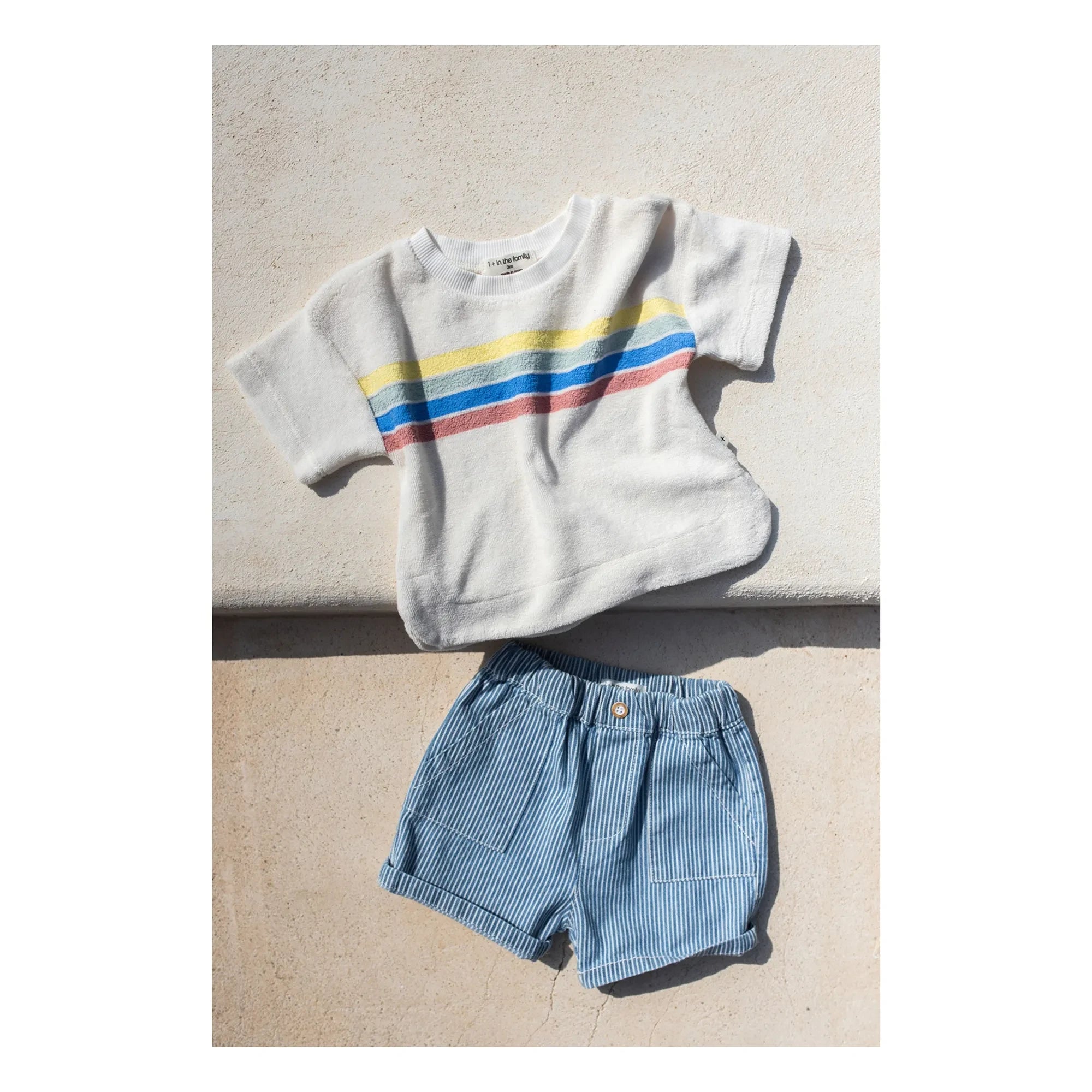 1+ in the family - Andratx Striped Denim Bermuda Shorts Organic Cotton | Light Blue