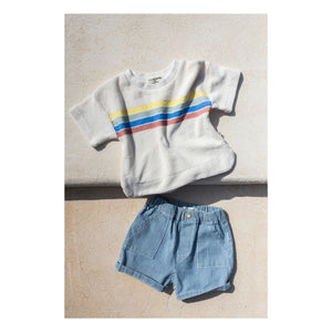 1+ in the family - Andratx Striped Denim Bermuda Shorts Organic Cotton | Light Blue