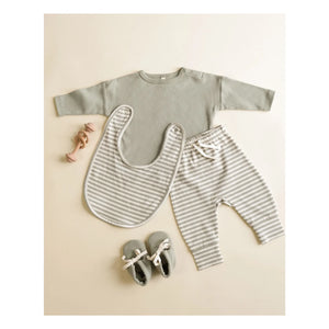 Quincy Mae - Organic Cotton Striped Pants | Celadon
