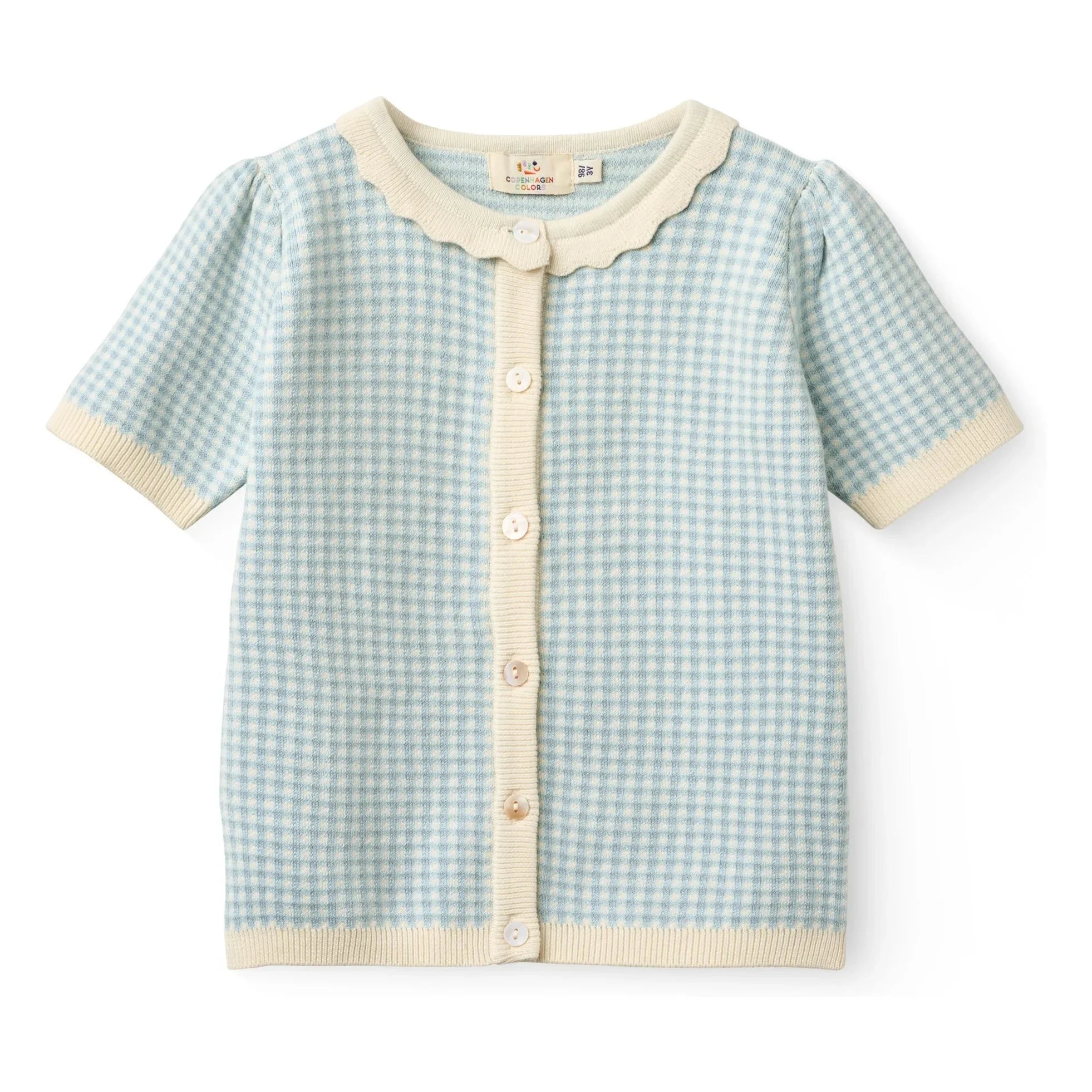 Copenhagen Colors - Organik Pamuk Jakarlı Kısa Kollu Hırka | Açık Mavi
