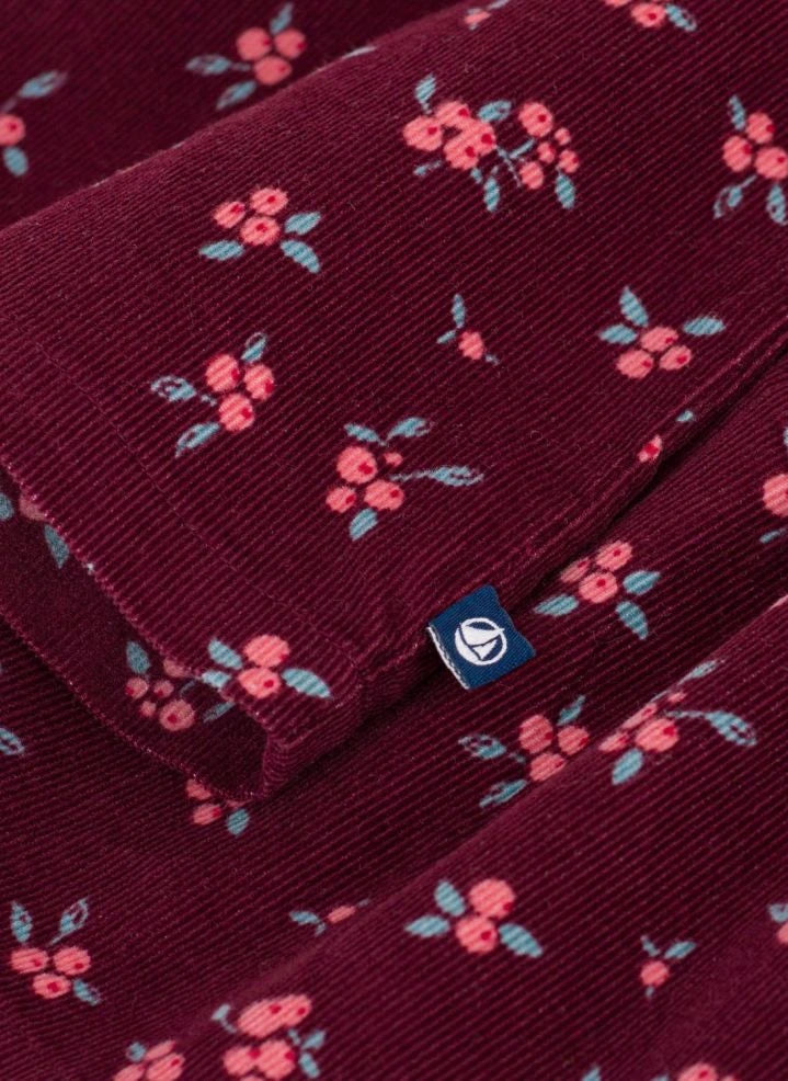 Petit Bateau - Ruffled Floral Velvet Organic Cotton Blouse | Bordeaux