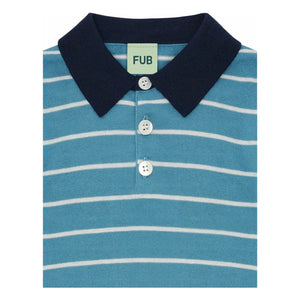 FUB - Striped polo shirt Extra Fine Knit Organic Cotton | Azure blue