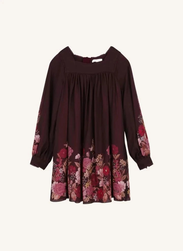 Chloé - Fleurie Wool Gauze Dress | Plum