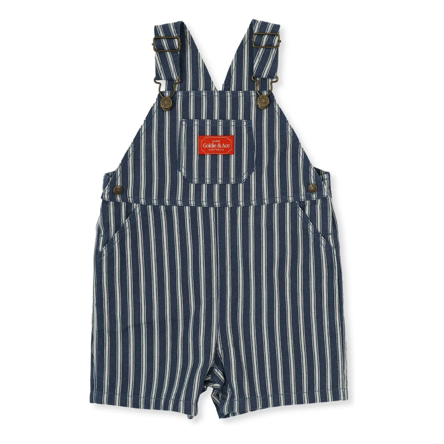 Goldie + Ace - Striped Short Salopette | Dark Blue