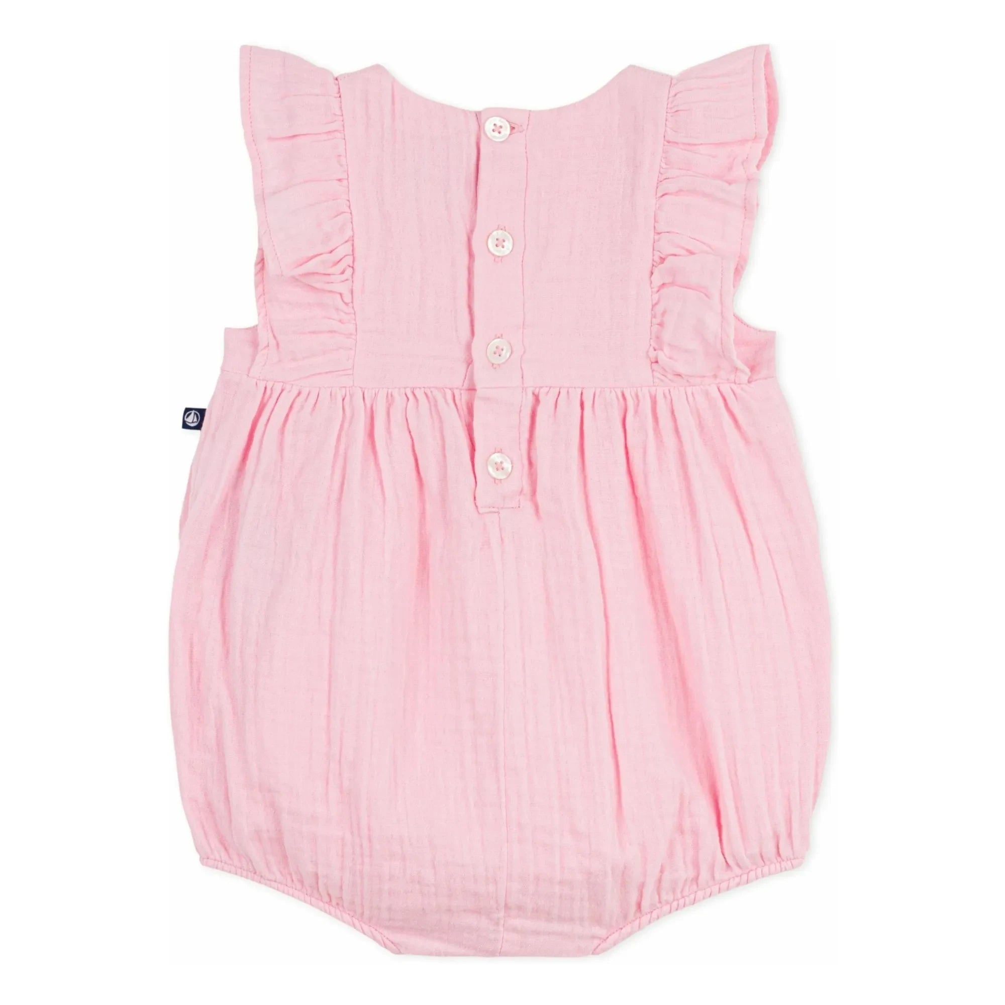 Petit Bateau - Plain Organic Cotton Gingham Romper | Pink