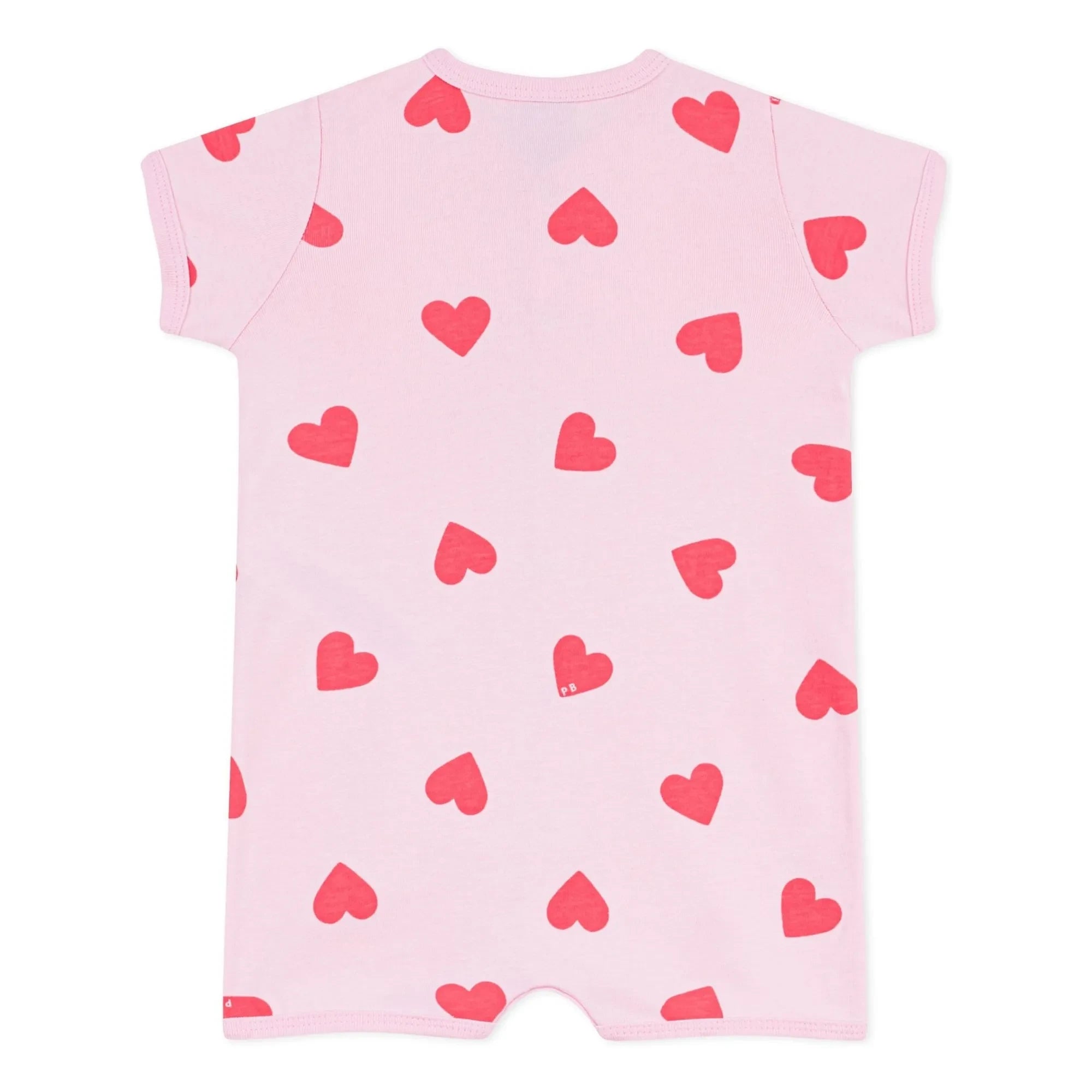 Petit Bateau - Heart Print Romper Pajamas | Pink