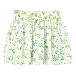 Piupiuchick - Organic cotton floral print short skirt | White