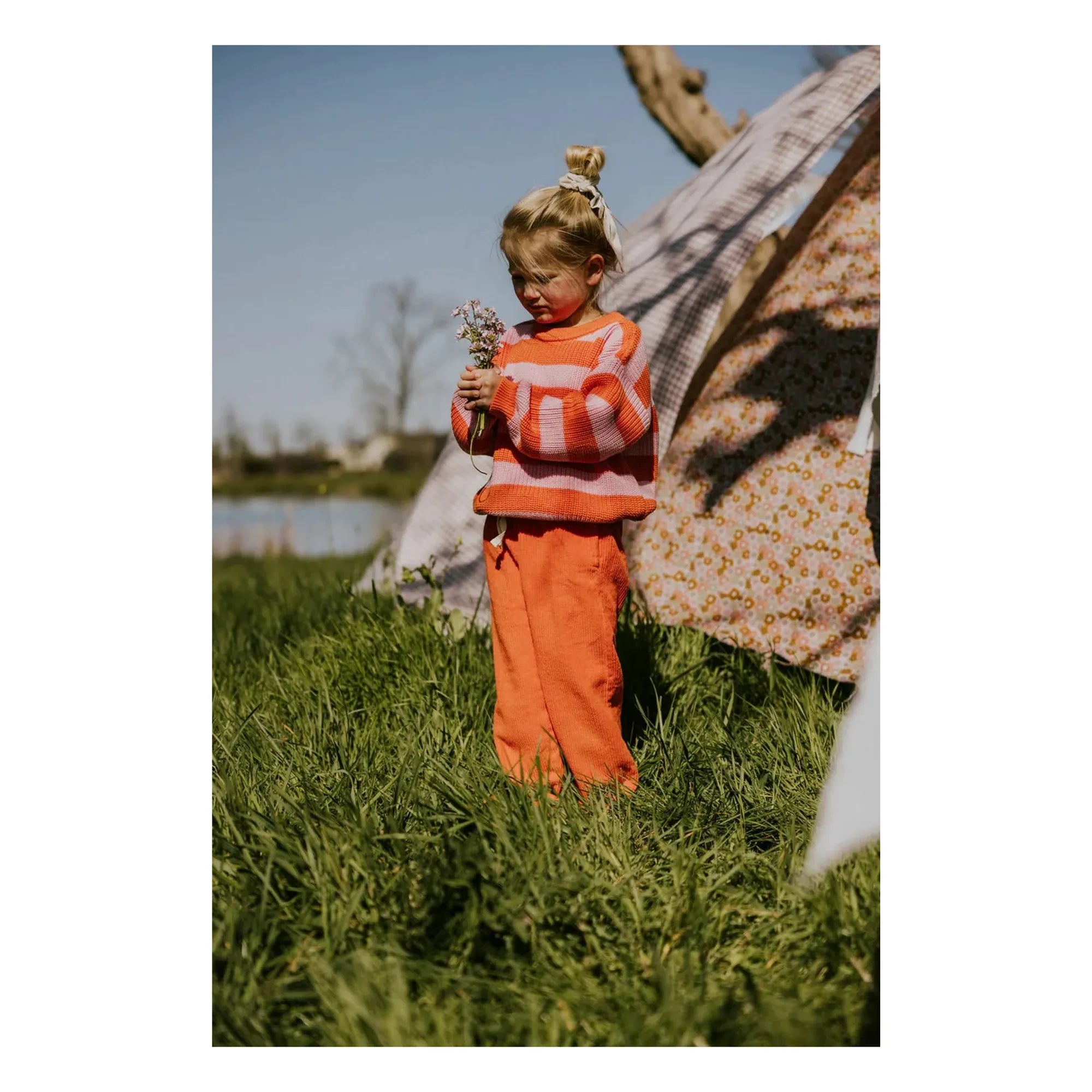 Yuki - Striped Organic Cotton Sweater | Orange