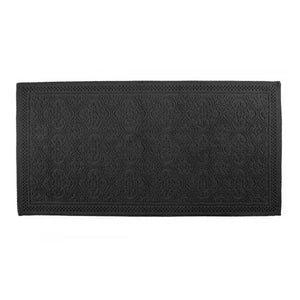 Haomy - Rölyef Desenli Pamuklu Banyo Paspası 55x110cm | Siyah