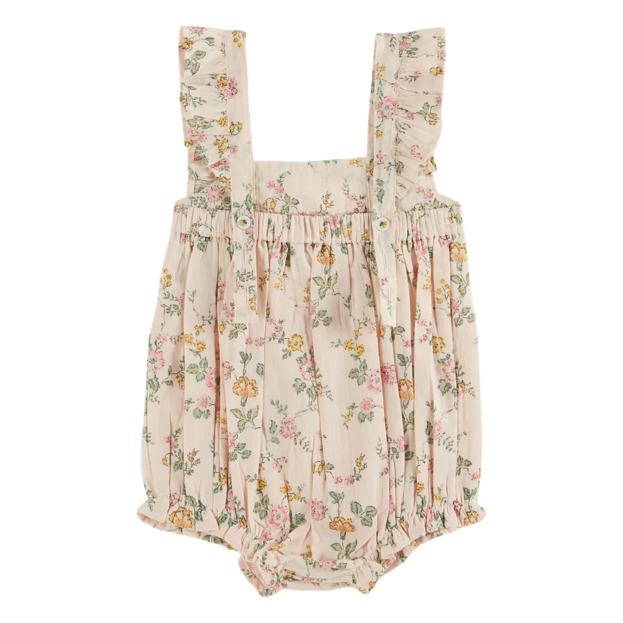 Emile et Ida - Organic Cotton Floral Print Romper | Light Pink
