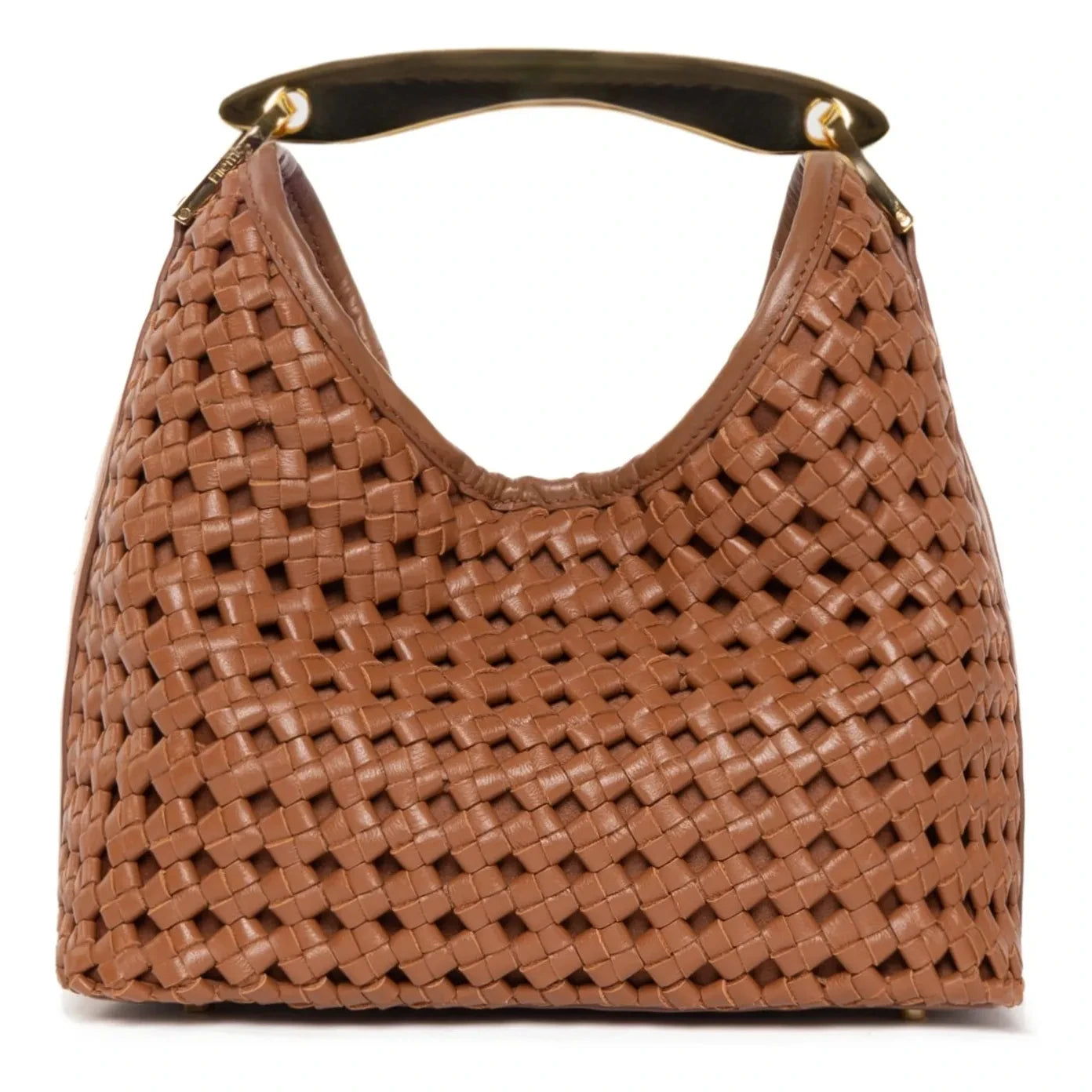 Elleme - Small Boomerang Knit Leather Bag | Cognac