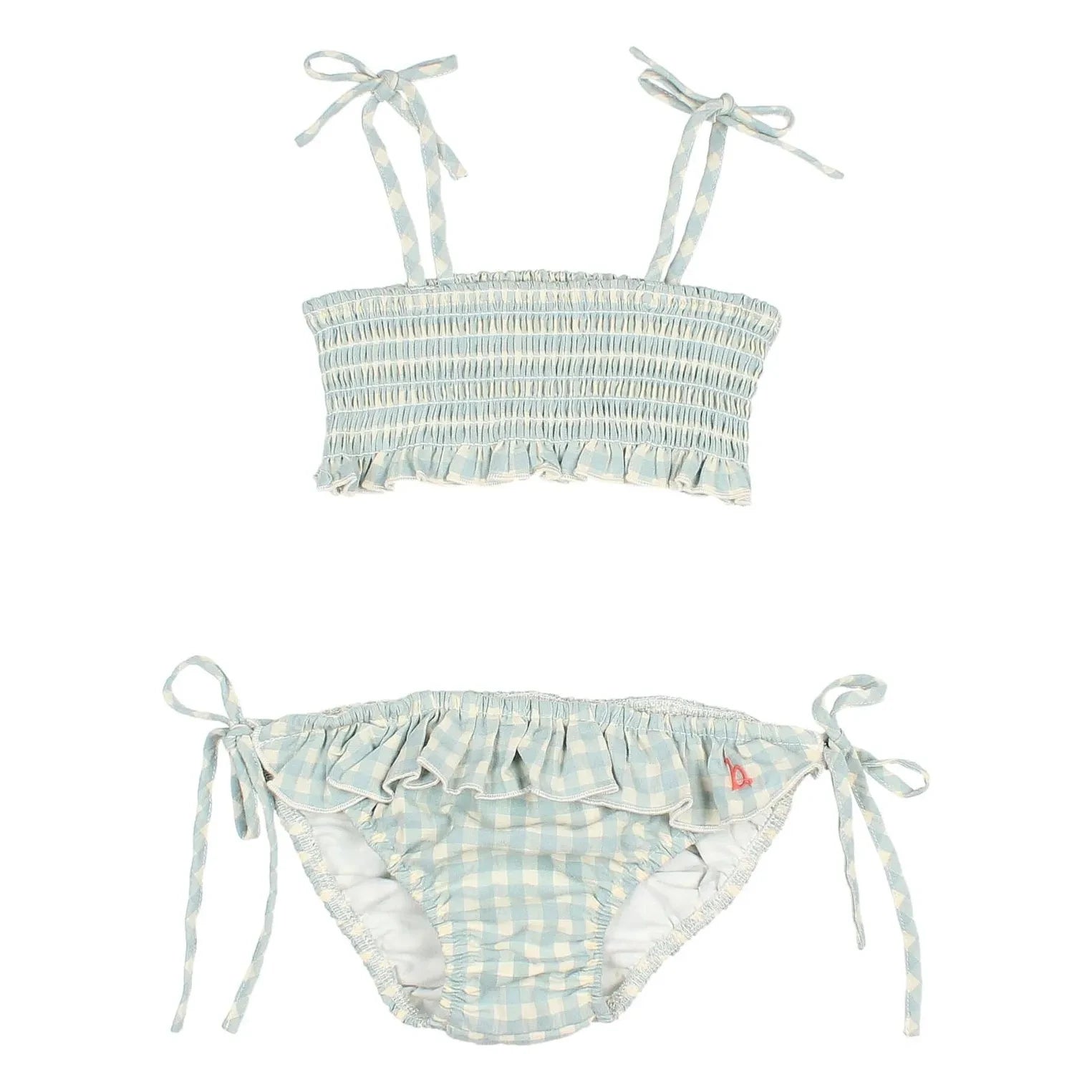 Búho - Vichy Seersucker Organic Cotton Swimsuit | Aqua